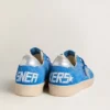 Men's Ball Star in light blue suede with studs and silver metallic leather star