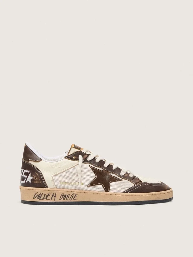 Men's Ball Star in nappa and mesh with suede star and brown leather inserts