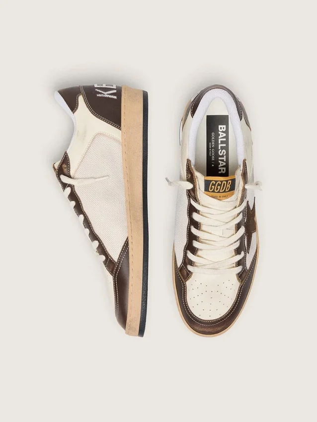 Men's Ball Star in nappa and mesh with suede star and brown leather inserts