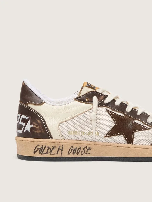 Men's Ball Star in nappa and mesh with suede star and brown leather inserts