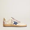 Men's Ball Star in nappa leather with blue suede star and platinum leather heel tab