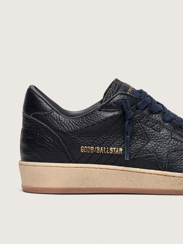 Men's Ball Star in navy-blue leather with tone-on-tone leather star