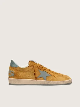 Men's Ball Star in ocher suede with leather star and light blue suede heel tab