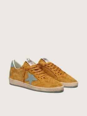 Men’s Ball Star in ocher suede with leather star and light blue suede heel tab