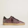 Men's Ball Star in purple suede with star with silver studs and black naplak heel tab