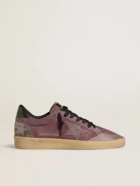 Men's Ball Star in purple suede with star with silver studs and black naplak heel tab