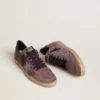 Men's Ball Star in purple suede with star with silver studs and black naplak heel tab
