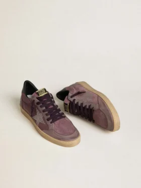 Men’s Ball Star in purple suede with star with silver studs and black naplak heel tab