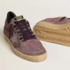 Men's Ball Star in purple suede with star with silver studs and black naplak heel tab