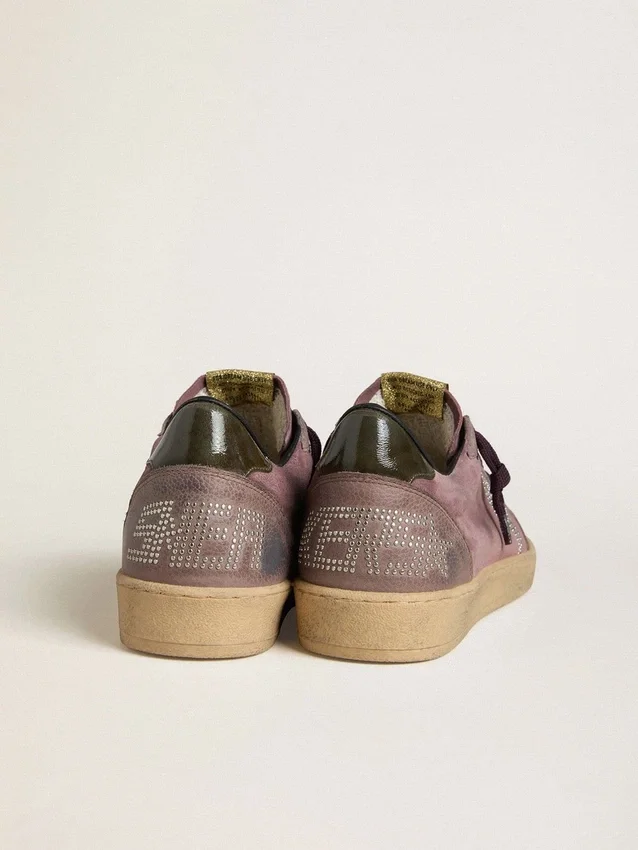 Men's Ball Star in purple suede with star with silver studs and black naplak heel tab