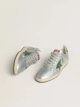 Men’s Ball Star in silver nylon with green leather star and heel tab