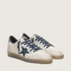 Men’s Ball Star in white leather with dark blue leather star and silver laminated leather heel tab