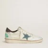 Men's Ball Star in white leather with light blue suede star and brown nubuck heel tab