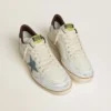 Men's Ball Star in white leather with light blue suede star and brown nubuck heel tab
