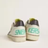 Men's Ball Star in white leather with light blue suede star and brown nubuck heel tab