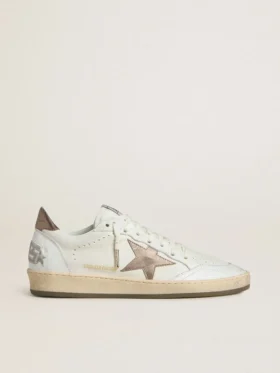 Men’s Ball Star in white nappa leather with bronze-colored laminated leather star and heel tab