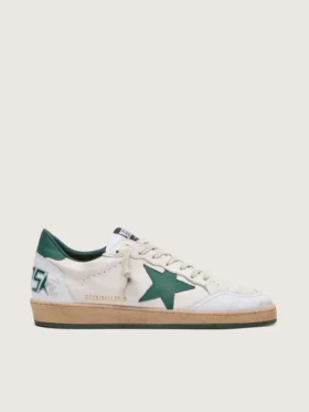 Men's Ball Star in white nappa leather with green leather star and heel tab