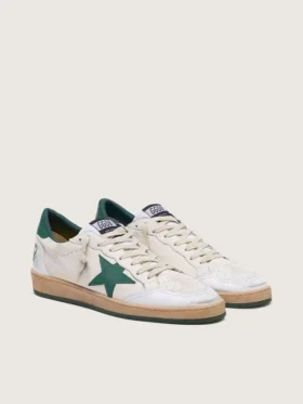 Men’s Ball Star in white nappa leather with green leather star and heel tab