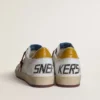 Men's Ball Star in white nappa leather with yellow animal-print leather star and heel tab