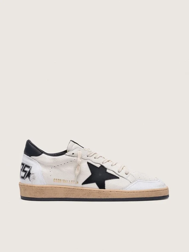 Men's Ball Star in white nappa with black star