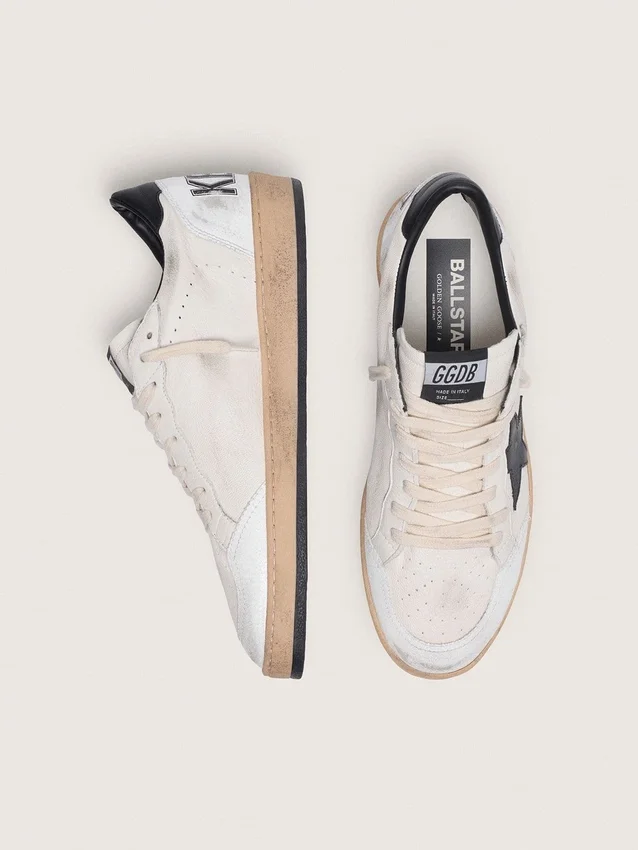 Men's Ball Star in white nappa with black star