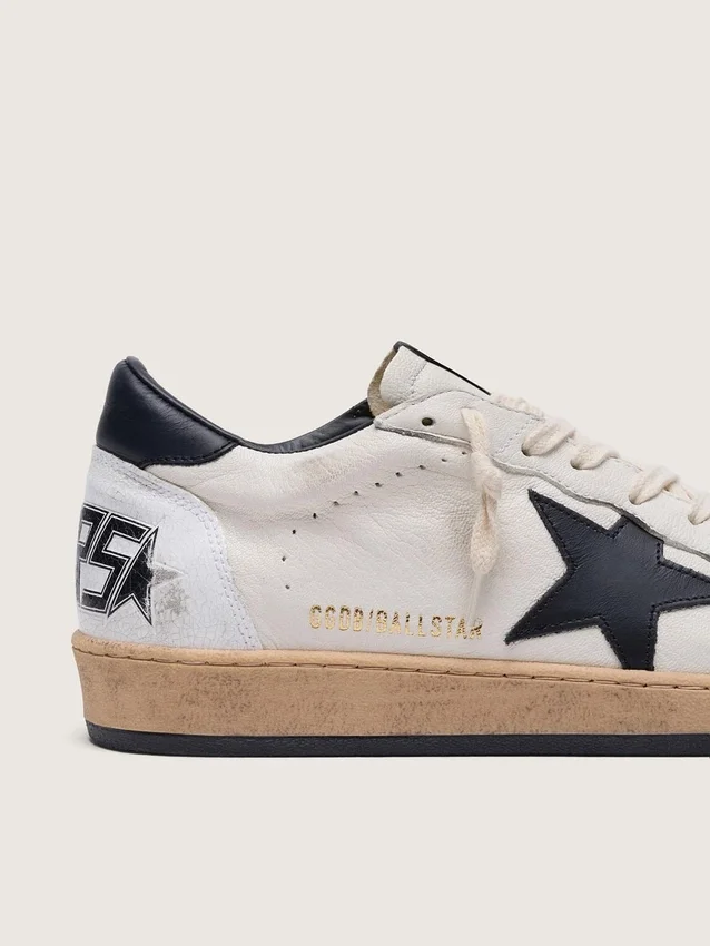 Men's Ball Star in white nappa with black star