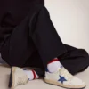 Men's Ball Star in white nappa with blue star and heel tab