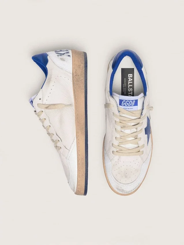 Men's Ball Star in white nappa with blue star and heel tab