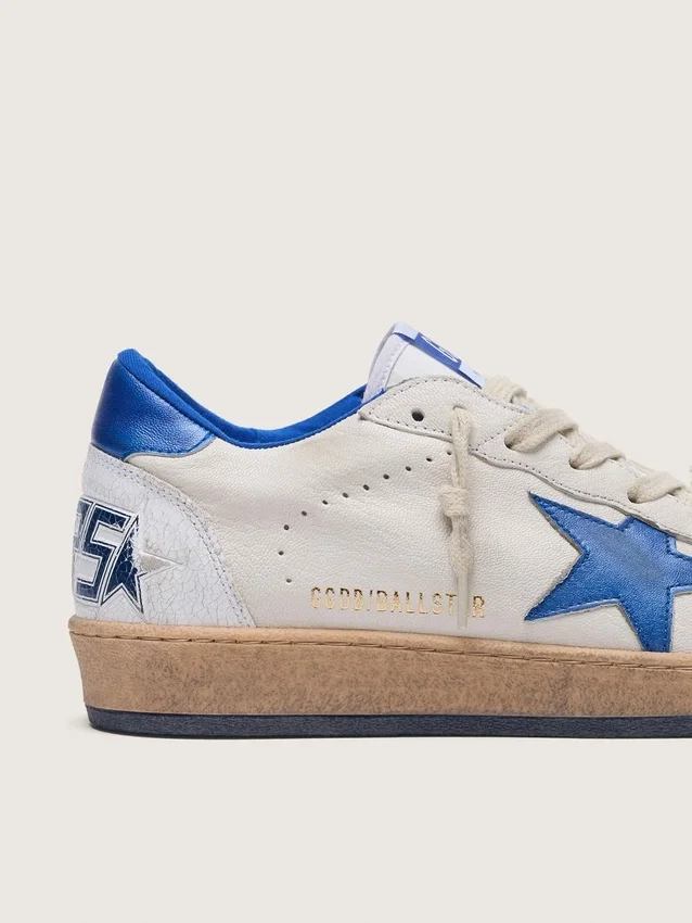 Men's Ball Star in white nappa with blue star and heel tab