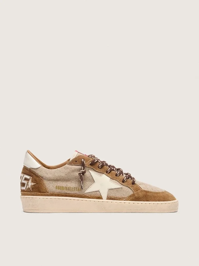 Men's Ball Star in wool with cream leather star and brown waxed leather inserts