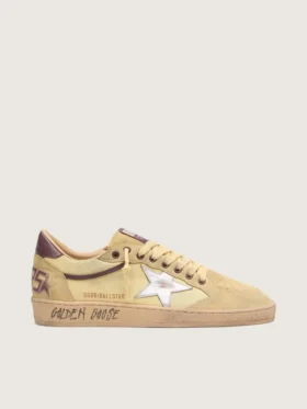 Men’s Ball Star in yellow suede with silver star and yellow mesh inserts