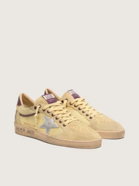 Men’s Ball Star in yellow suede with silver star and yellow mesh inserts
