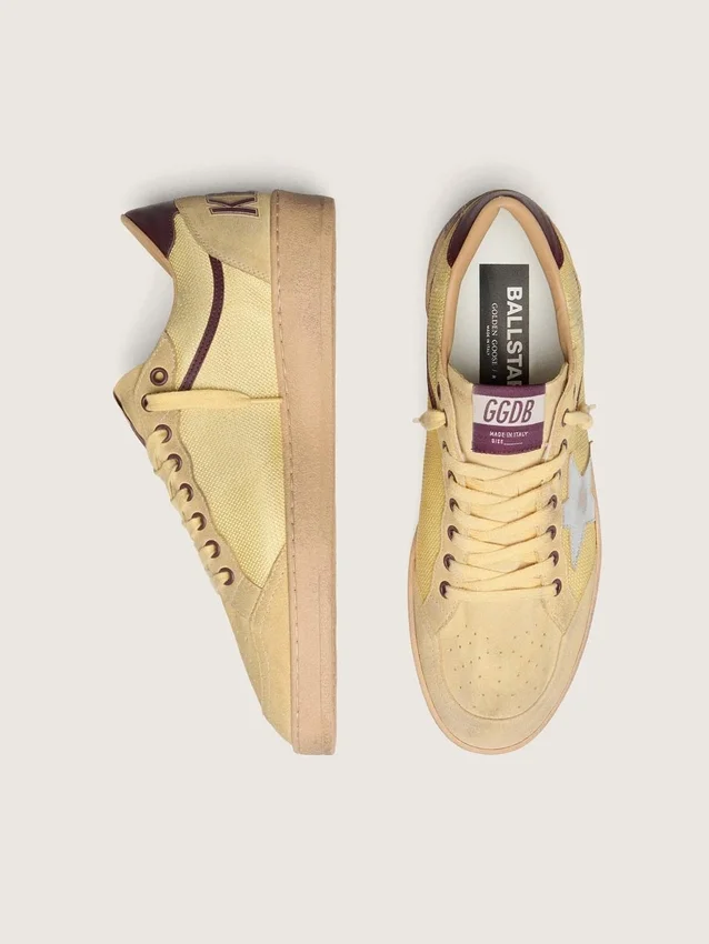 Men’s Ball Star in yellow suede with silver star and yellow mesh inserts