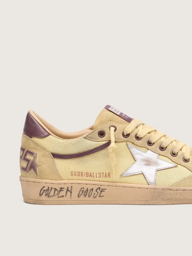 Men’s Ball Star in yellow suede with silver star and yellow mesh inserts