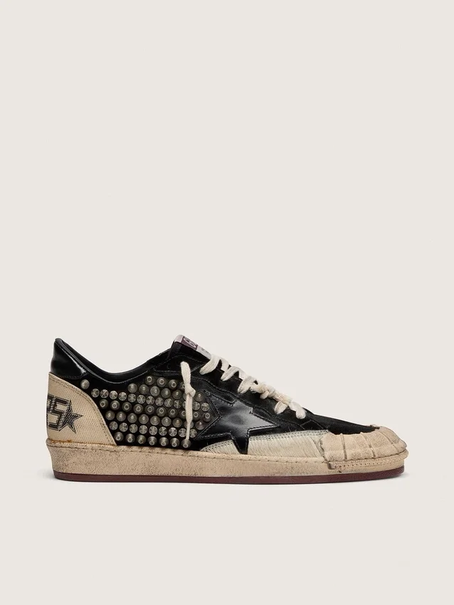 Men's Ball Star LAB in black suede with studs and glossy black leather star