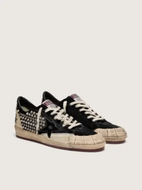 Men’s Ball Star LAB in black suede with studs and glossy black leather star