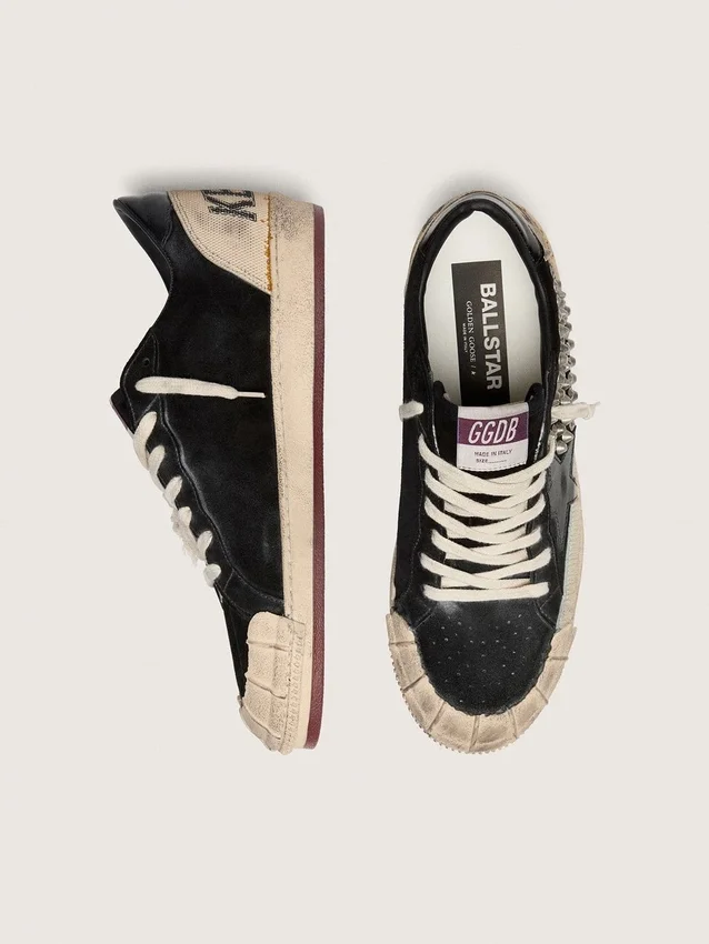 Men's Ball Star LAB in black suede with studs and glossy black leather star