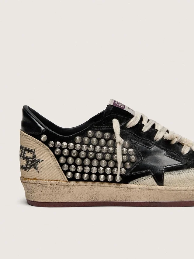 Men's Ball Star LAB in black suede with studs and glossy black leather star