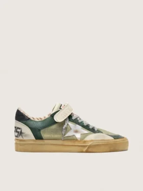 Men's Ball Star LAB in green suede with silver leather star and black suede heel tab