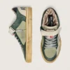 Men's Ball Star LAB in green suede with silver leather star and black suede heel tab