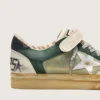 Men's Ball Star LAB in green suede with silver leather star and black suede heel tab