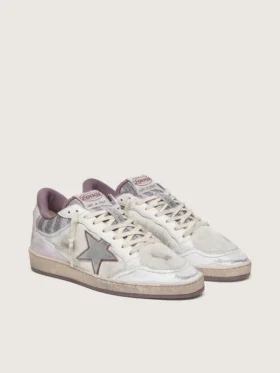 Men’s Ball Star LAB in white nylon and pony skin with silver star and lilac inserts