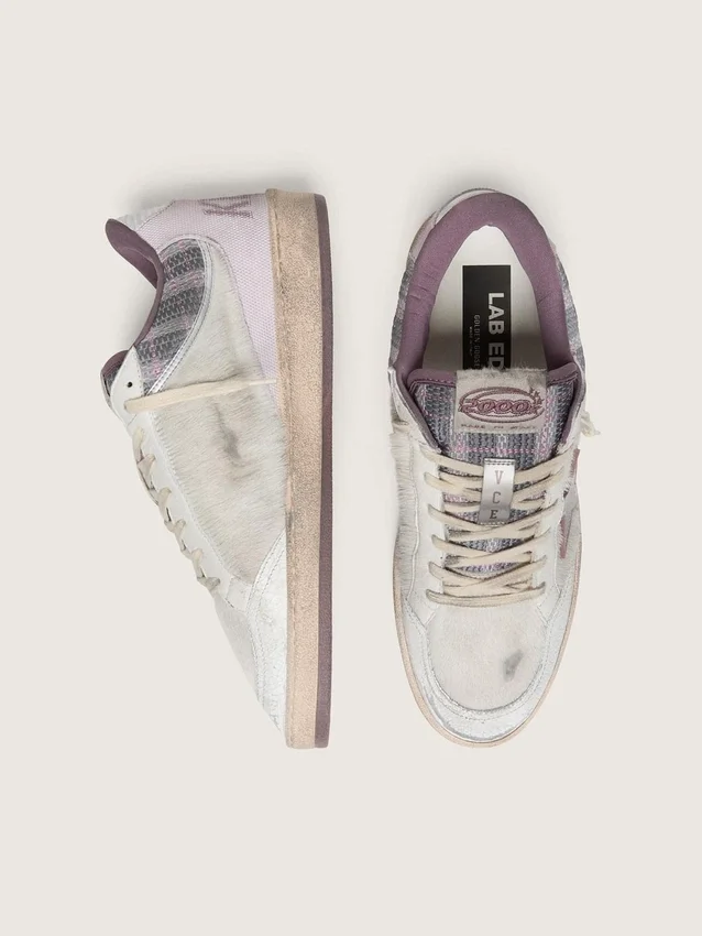 Men’s Ball Star LAB in white nylon and pony skin with silver star and lilac inserts