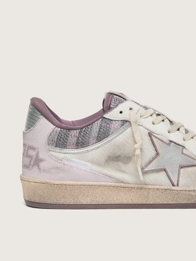 Men’s Ball Star LAB in white nylon and pony skin with silver star and lilac inserts