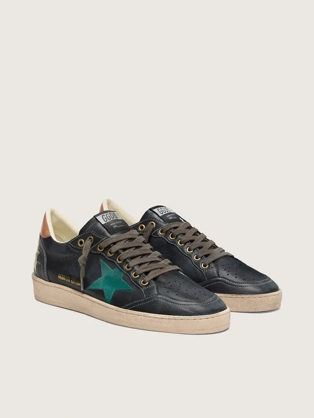 Men’s Ball Star LTD in black leather with green embroidered star