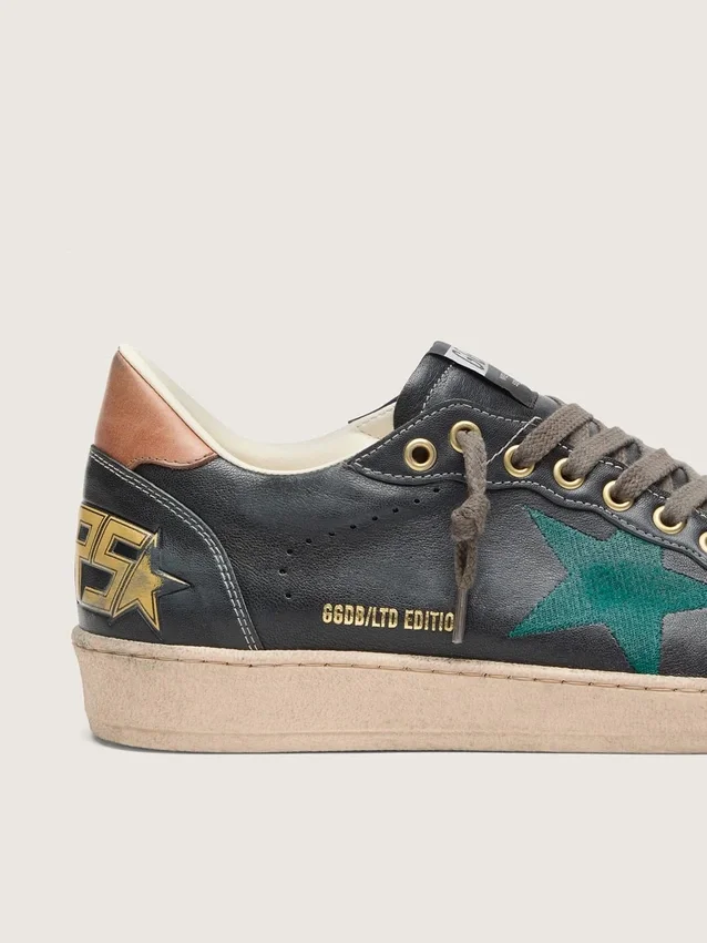 Men’s Ball Star LTD in black leather with green embroidered star