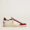 Men’s Ball Star LTD in cream nappa with white leather star and red suede inserts