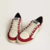 Men’s Ball Star LTD in cream nappa with white leather star and red suede inserts