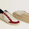 Men’s Ball Star LTD in cream nappa with white leather star and red suede inserts