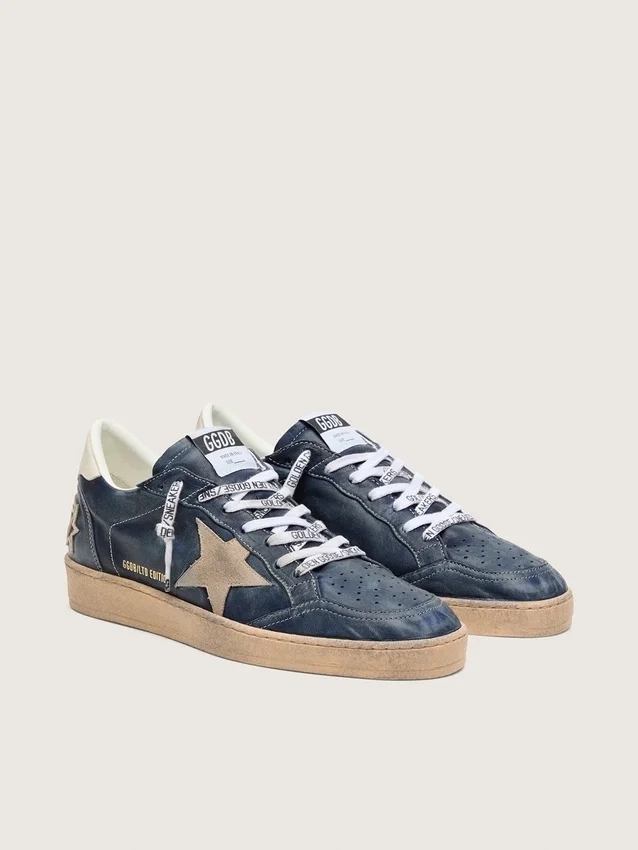 Men’s Ball Star LTD in dark blue leather with beige suede star